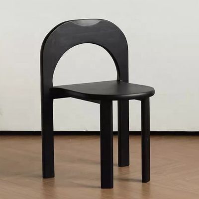 Cadeira de refeição de pernas de madeira negra maciça com estilo clássico de encosto em forma de U e estilo de cadeira de elevação