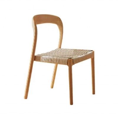 Cadeira de escritório com cadeira de jantar de estilo tradicional com assento tecido por corda e madeira maciça