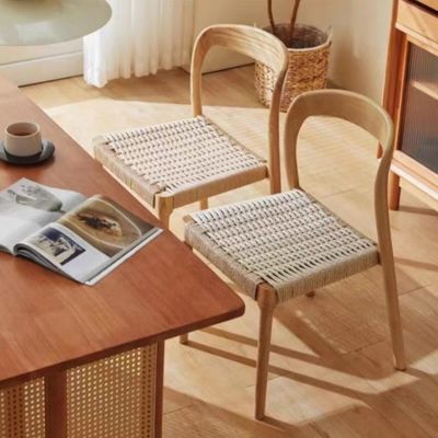 Cadeira de escritório com cadeira de jantar de estilo tradicional com assento tecido por corda e madeira maciça