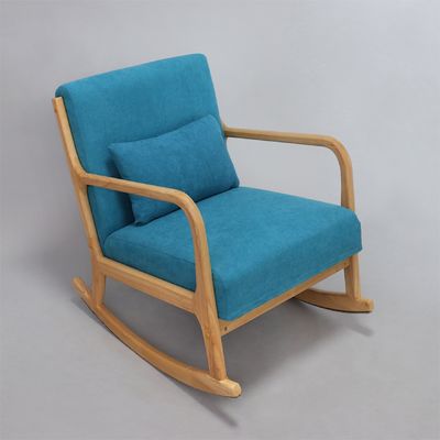 Quadro de madeira maciça de meados do século moderno de tecido de veludo Sofá balançador cadeira para estilo de design de sala de estar de luxo