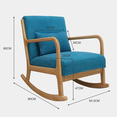 Quadro de madeira maciça de meados do século moderno de tecido de veludo Sofá balançador cadeira para estilo de design de sala de estar de luxo