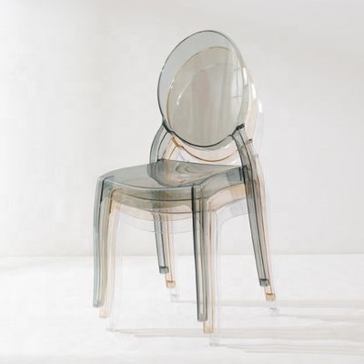 Cadeira de jantar empilhável moderna feita de material de PC transparente para empilhável em sala de estar de hotel café