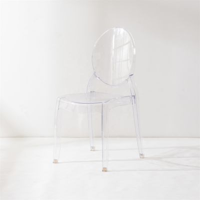 Cadeira de jantar empilhável moderna feita de material de PC transparente para empilhável em sala de estar de hotel café