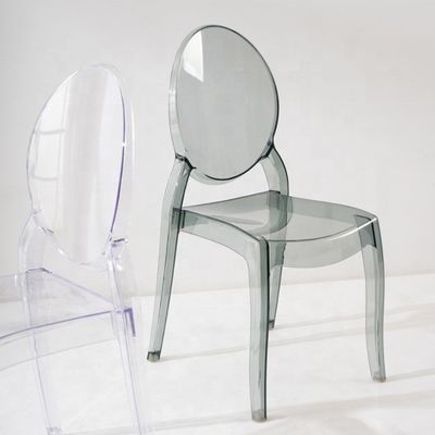 Cadeira de jantar empilhável moderna feita de material de PC transparente para empilhável em sala de estar de hotel café