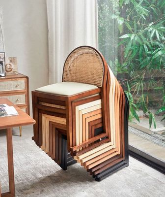 Casa Mobiliário Madeira Sólida Natural Luxo Cadeira de Rattan para Restaurante Moderno