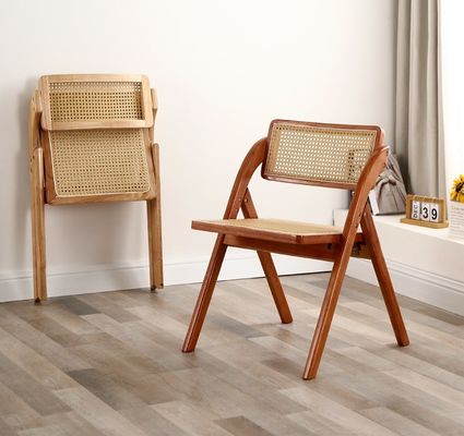 Hotéis Restaurantes Mobiliário de Sala de Jantar Modernos Nórdicos Reclinador de Rattan dobrável Cadeira de Jantar de Madeira Sólida W47.5*D47.5*H81.5CM