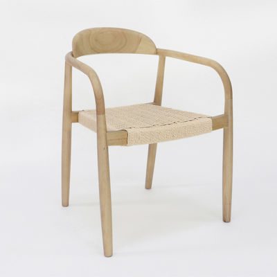 W55*D54*H76CM Mobiliário para casa de design moderno Cadeira de jantar de madeira maciça de cordão tecido à mão