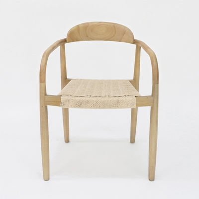 W55*D54*H76CM Mobiliário para casa de design moderno Cadeira de jantar de madeira maciça de cordão tecido à mão