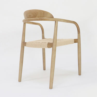 W55*D54*H76CM Mobiliário para casa de design moderno Cadeira de jantar de madeira maciça de cordão tecido à mão