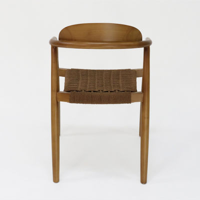 W55*D54*H76CM Mobiliário para casa de design moderno Cadeira de jantar de madeira maciça de cordão tecido à mão