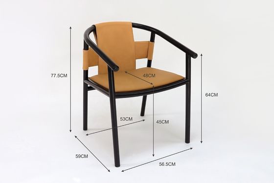 Estilo de design moderno Estrutura de madeira Marrom Cadeira de couro Mobiliário de sala de jantar Lounge de lazer Accent Arm Chairs