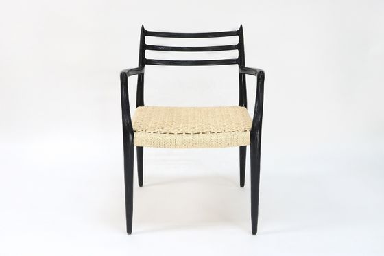 Cadeira de braço de madeira de estilo japonês Cadeira de jantar de cordão de papel tecido em estilo industrial japonês nórdico para móveis domésticos