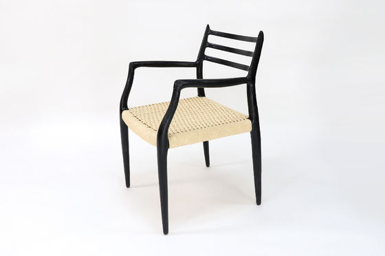 Cadeira de braço de madeira de estilo japonês Cadeira de jantar de cordão de papel tecido em estilo industrial japonês nórdico para móveis domésticos