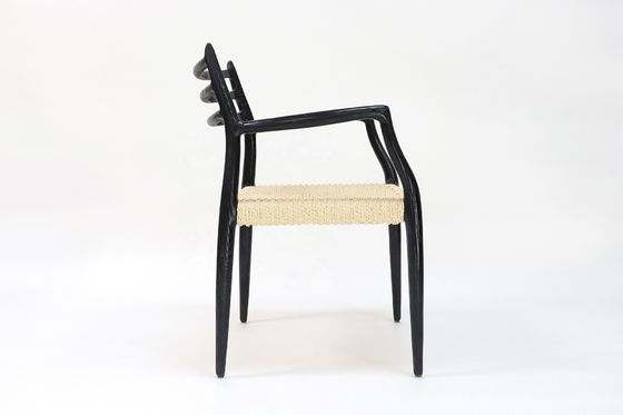 Cadeira de braço de madeira de estilo japonês Cadeira de jantar de cordão de papel tecido em estilo industrial japonês nórdico para móveis domésticos