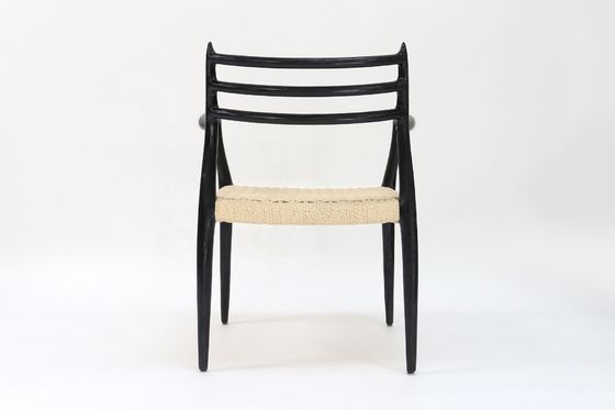 Cadeira de braço de madeira de estilo japonês Cadeira de jantar de cordão de papel tecido em estilo industrial japonês nórdico para móveis domésticos