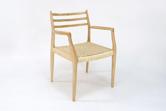 Cadeira de braço de madeira de estilo japonês Cadeira de jantar de cordão de papel tecido em estilo industrial japonês nórdico para móveis domésticos