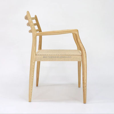 Cadeira de mesa de madeira maciça Mobiliário W64*D50.5*H77CM Cadeira de cabo de papel tecido à mão para o exterior dentro de embalagem de correio Y