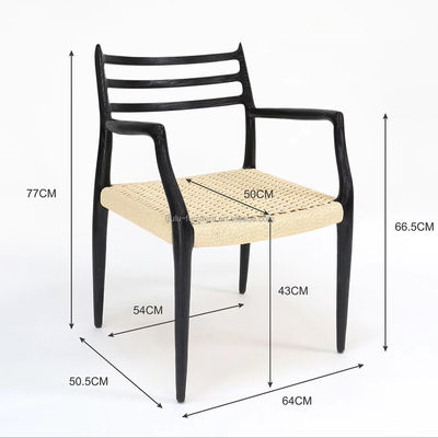 Cadeira de mesa de madeira maciça Mobiliário W64*D50.5*H77CM Cadeira de cabo de papel tecido à mão para o exterior dentro de embalagem de correio Y