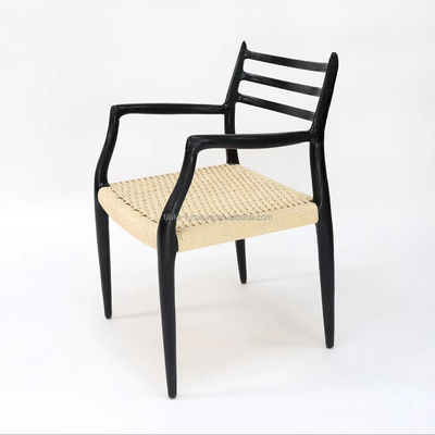 Cadeira de mesa de madeira maciça Mobiliário W64*D50.5*H77CM Cadeira de cabo de papel tecido à mão para o exterior dentro de embalagem de correio Y