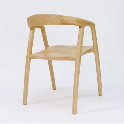 Cadeira de jantar de madeira maciça com acabamento de nitrolacquer e sem design dobrado em madeira de cinza razoável