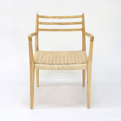 Mobiliário de edifícios de escritório Cadeira de jantar de madeira maciça de cordão tecido à mão com acabamento de nitrolaque em estilo nórdico