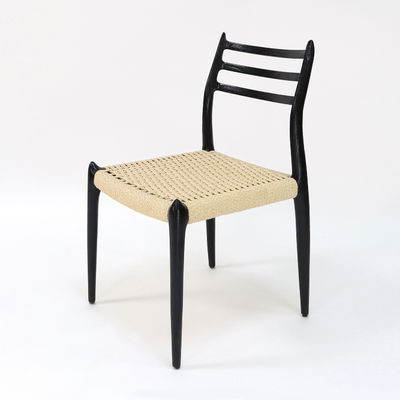 Cadeira de jantar de madeira de cordão fabricada à mão, feita de madeira sólida natural para móveis