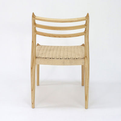 Cadeira de jantar de cordão tecida à mão para restauração de madeira sólida e construção de madeira de cinzas/borracha