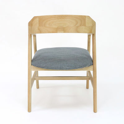 Mobiliário moderno para casa Cadeira de jantar de madeira maciça para restaurante Hotel Quadro Material cinza/madeira de borracha