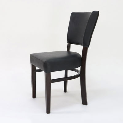 Restaurante Cadeira de jantar de madeira com estofado de couro PU e cobertura de nozes/natural/preto