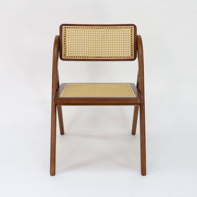 Cadeira de refeição de madeira dobrável de rotão vintage para restaurante em estilo clássico