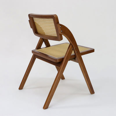 Cadeira de refeição de madeira dobrável de rotão vintage para restaurante em estilo clássico