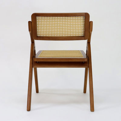 Cadeira de refeição de madeira dobrável de rotão vintage para restaurante em estilo clássico