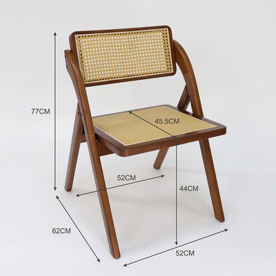 Cadeira de refeição de madeira dobrável de rotão vintage para restaurante em estilo clássico