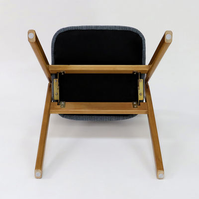 Cadeira de jantar de madeira personalizada de estilo vintage com design dobrável e cobertura de tecido