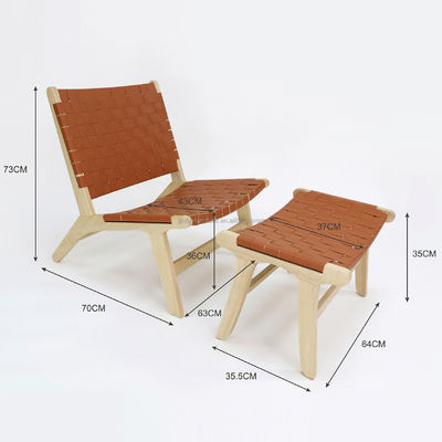 Modern Design Solid Wood Leisure Sofa Chair Set para sala de estar PU Leather Lounge Chair em acabamento de nozes