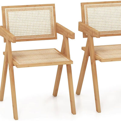 Madeira maciça e tapiçaria de rotão cadeira de jantar nórdica para restaurante design de móveis modernos para casa