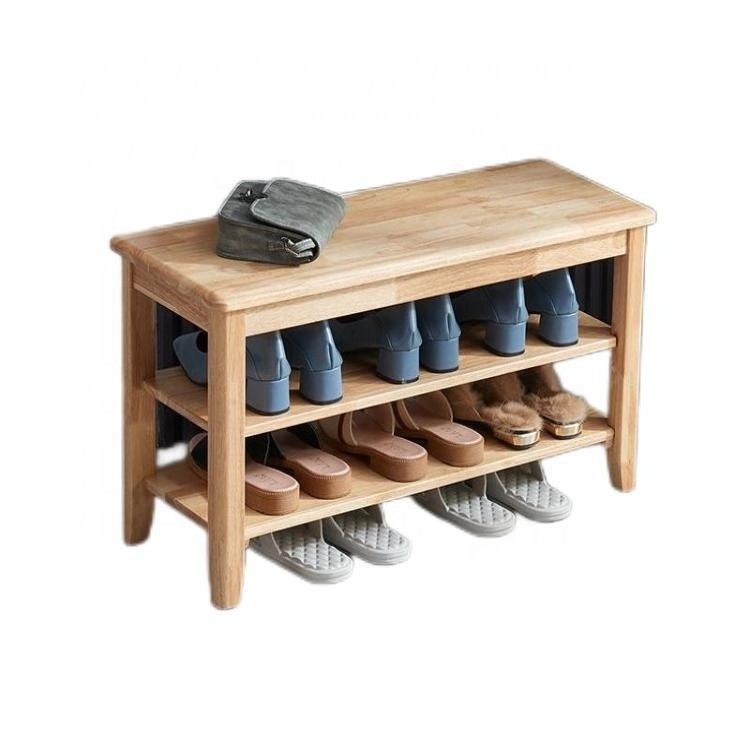 NO Rack de armazenamento de calçados dobrados Armário de calçados domésticos simples feito de madeira de beech