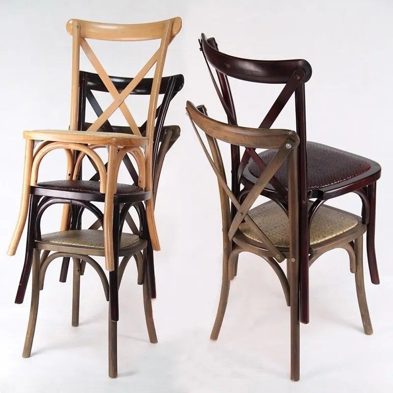 Profissionais empilhável X Back Rattan cadeira de jantar acento francês cadeira de madeira para festa de casamento evento em cores personalizadas