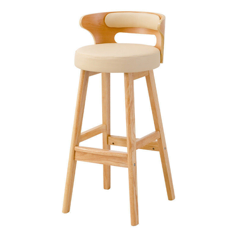 Nordic Modern Simple Wood Bar High Chair Banquinho de madeira natural sólida dentro de instalações de lazer e banquinho alto