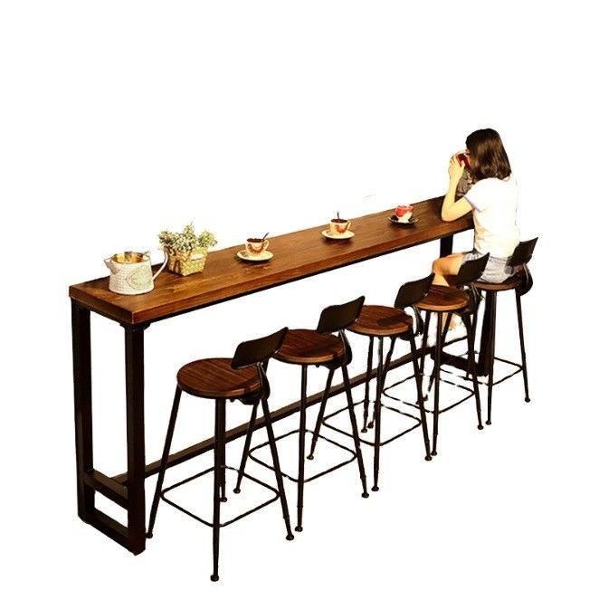 Casa Bar Rustico Quadro Metálico Mesas de Jantar Alta Rectangular Madeira Cozinha Mesa de Bar Banquinha