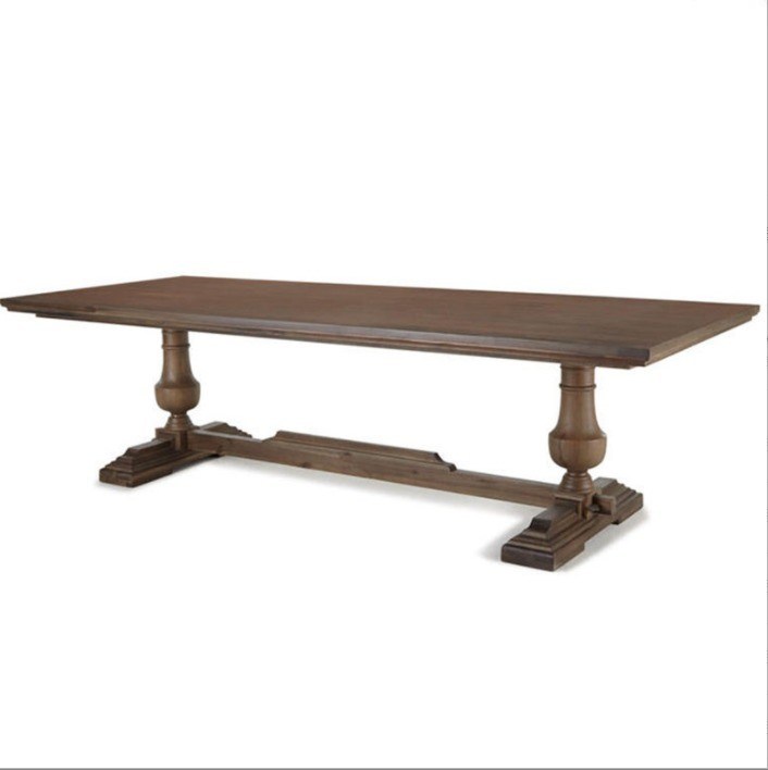 120cm*60cm*75cm Vintage Centro Rural Mesa de jantar com madeira de pinho curvado