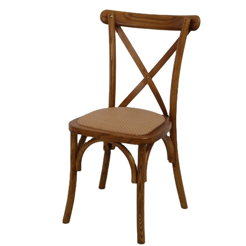 Embalagem de correio Cadeiras de madeira X Cross Back para design antigo em restaurantes e casamentos