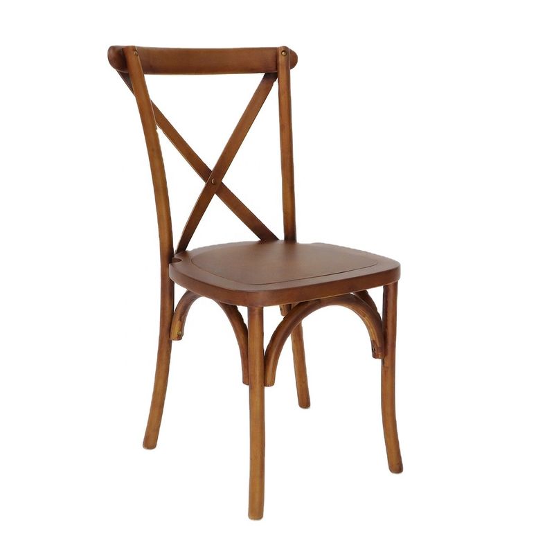 Mobiliário comercial empilhável Vintage Cross X back Cadeiras de jantar de madeira para casamentos Eventos e restaurantes