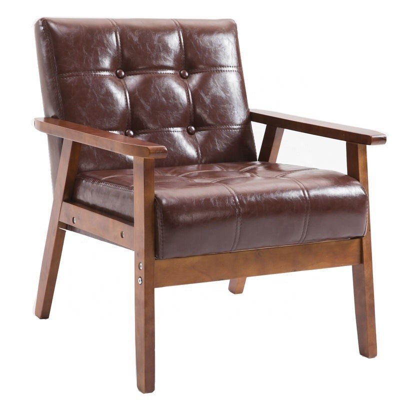 Confortável Design de madeira Pu Assento poltrona para jantar no hotel no edifício de escritórios e café