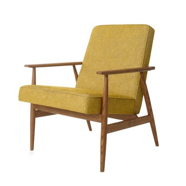 Cadeira de sala de estar Cadeiras de salão clássicas de madeira com encosto de braço de tecido vintage e assento de almofada