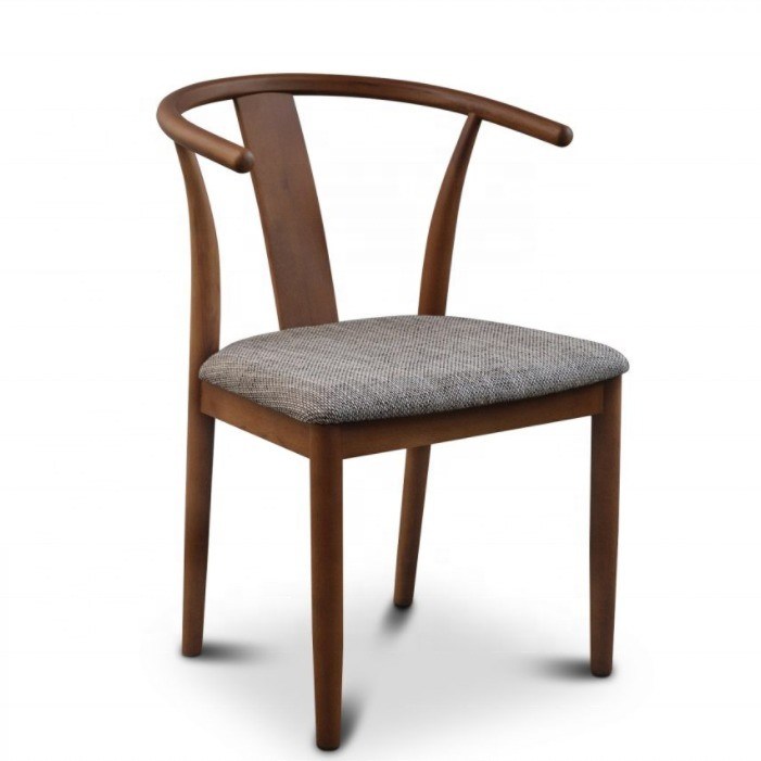 Mobiliário Vintage de Café Madeira Sólida Cadeira Wishbone com almofada e acabamento de mogno Garantia de dois anos