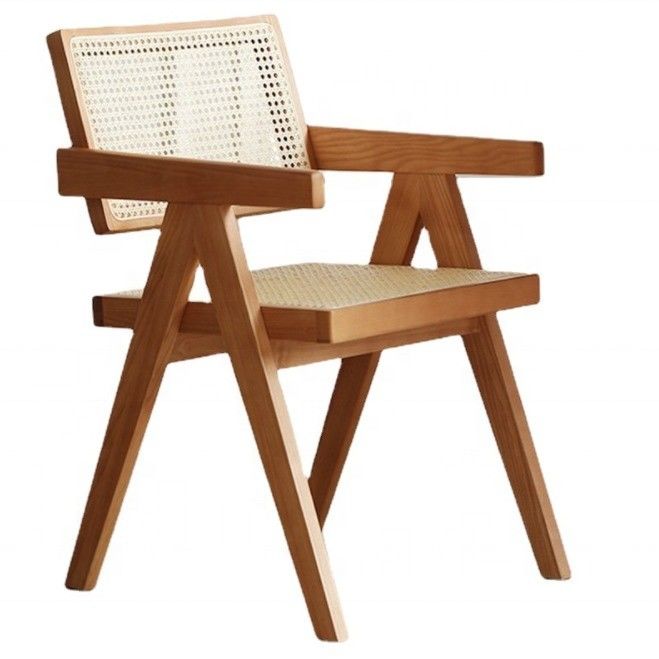 Cadeira de Wicker de Rattan de tecido acolchado confortável para experiência de refeição em casa e restaurante