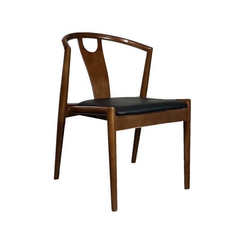 Cadeira de jantar em madeira de madeira japonesa Wingback empilhável com altura ajustável e personalização