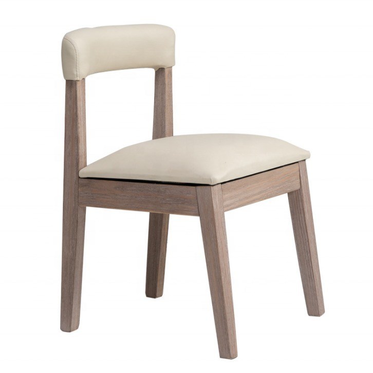 Boa cadeira de jantar personalizada de luxo com requintado trabalho e material de couro de madeira