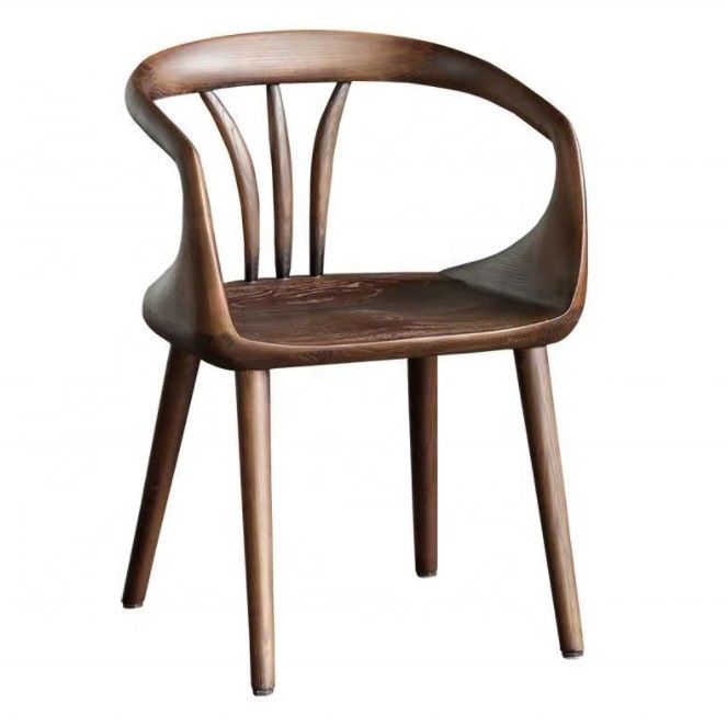 Cadeira de jantar de luxo de noz preta Cadeira de costas de madeira maciça Cadeira de jantar de lazer nórdica moderna para uma experiência gastronômica elegante